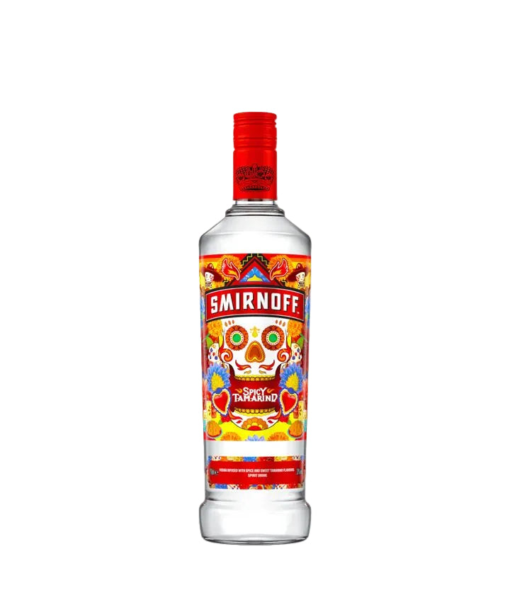 Smirnoff Vodka bottle with colorful label on a white background BEBIDA DELIVERY CARACAS LICORES