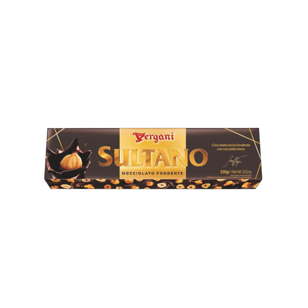 Vergani Sultano Gianduia Fondente Con Nocciole Intere 250g - Comprar online en Grand Gourmet Caracas con delivery
