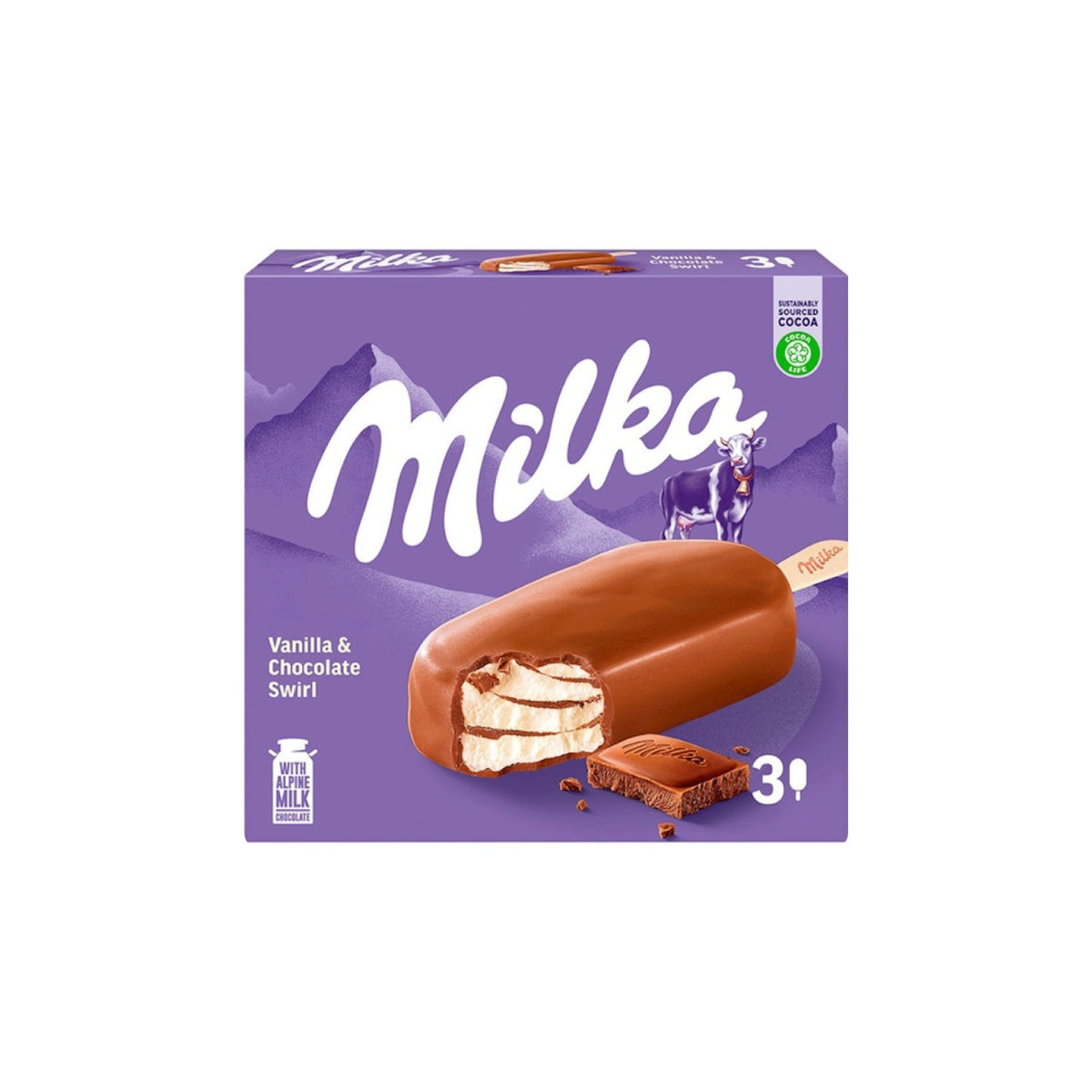 Helado Milka Vainialla & Chocolate Paletas (CAJA X3 UND)