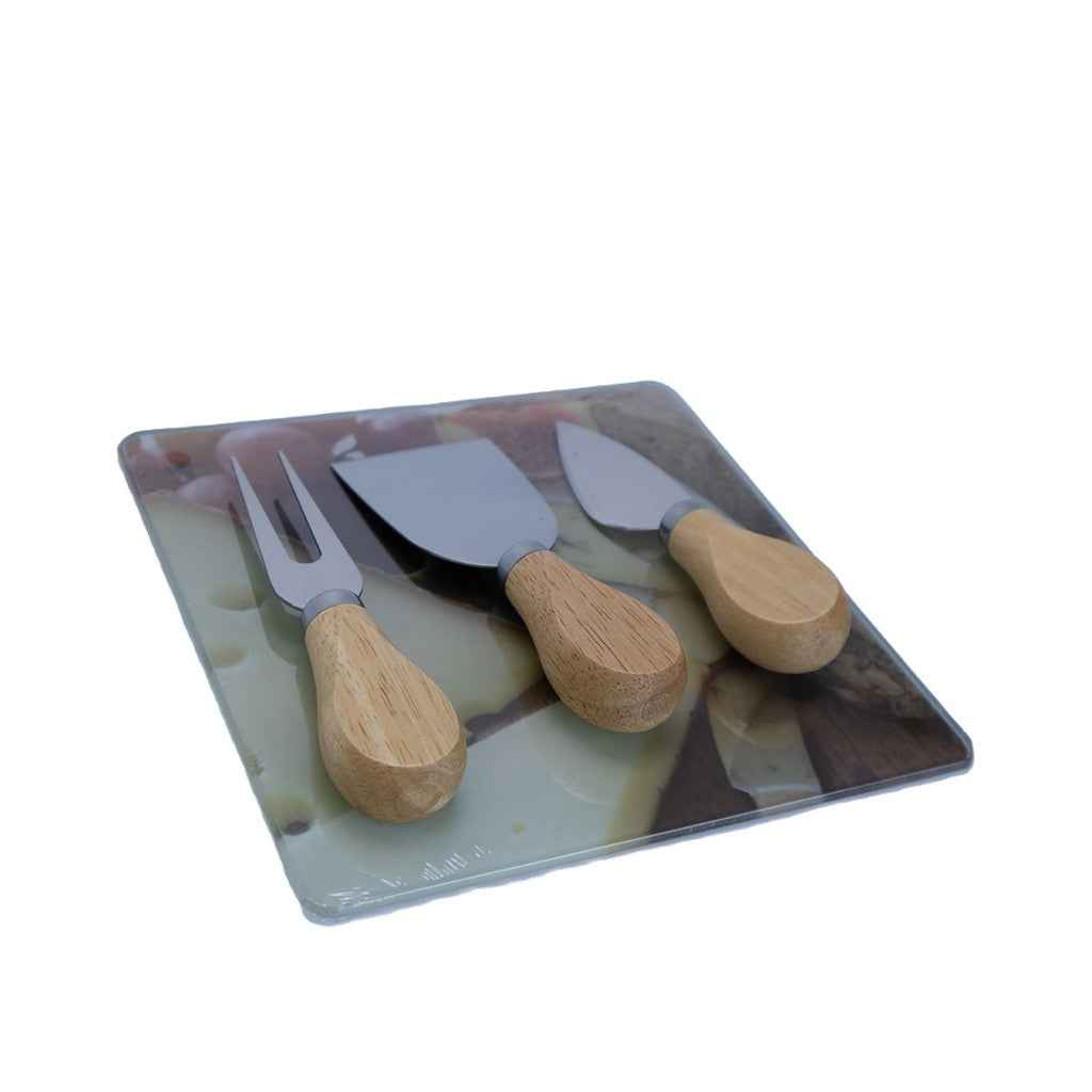Minitabla De Quesos Con Cubiertos Base Acrilico 3 Utensilios