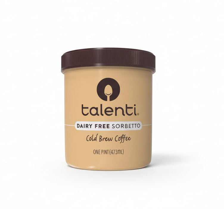 Jar of Talenti Dairy Free Sorbetto Cold Brew Coffee on a white background helado caracas delivery grand gourmet