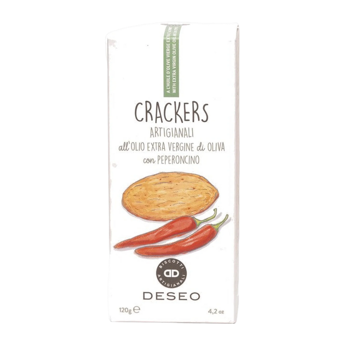 Deseo Crackers Artesanales Con Aceite DE Oliva Virgen Extra Y Guindilla 120g