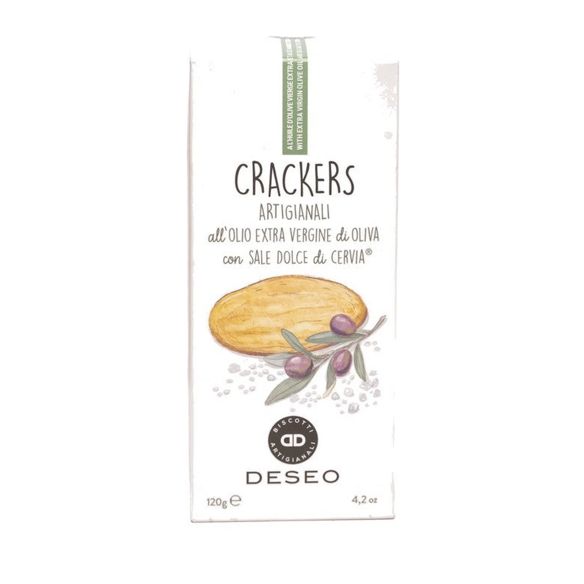 Deseo Crackers Artesanales Con Aceite DE Oliva Virgen Extra Y Sal DE Cervia 120g