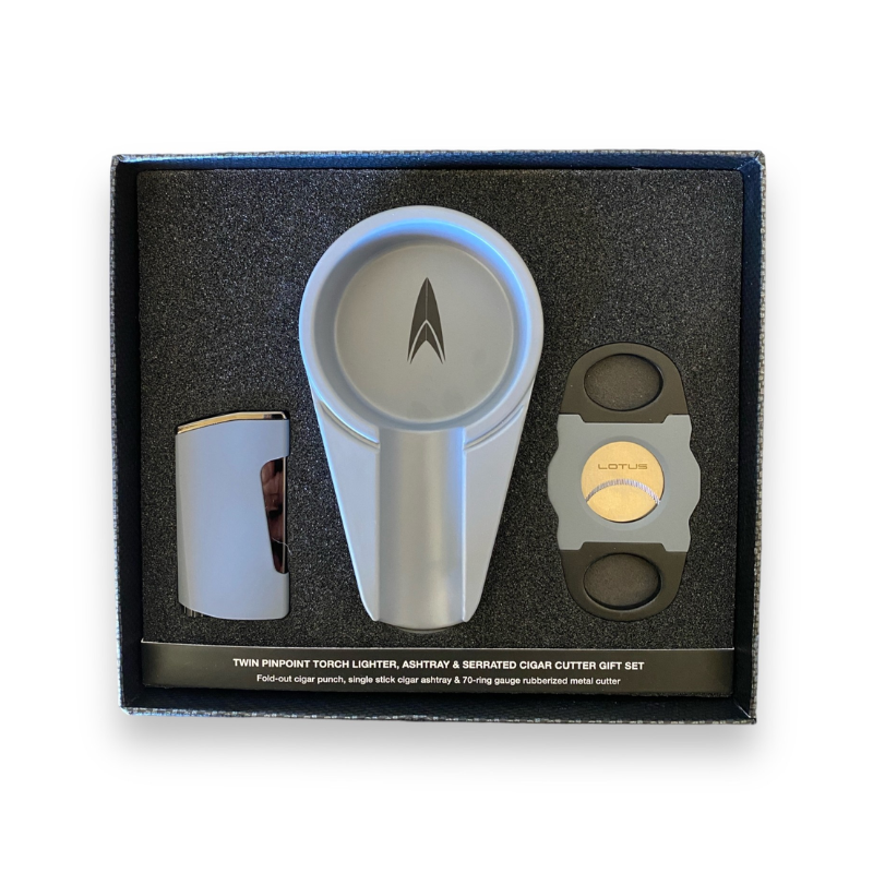 Set DE Lotus Gris Cenicero + Cortador + Encendedor