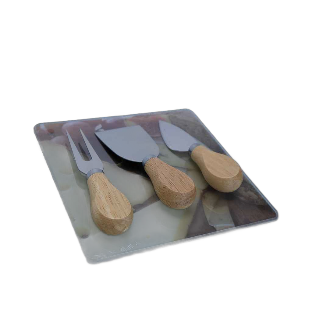 Minitabla De Quesos Con Cubiertos Base Acrilico 3 Utensilios