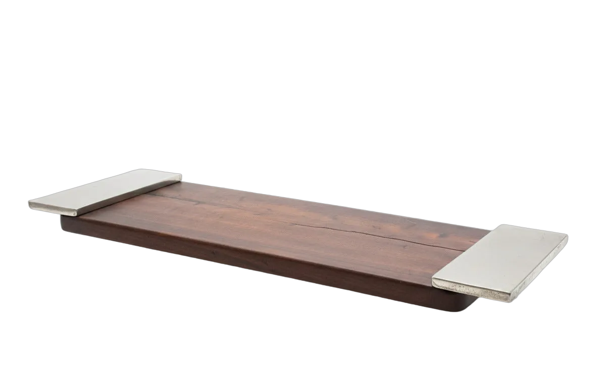 Tabla Grande Madera C/asa De Pewter METAL - Comprar online en Grand Gourmet Caracas con delivery