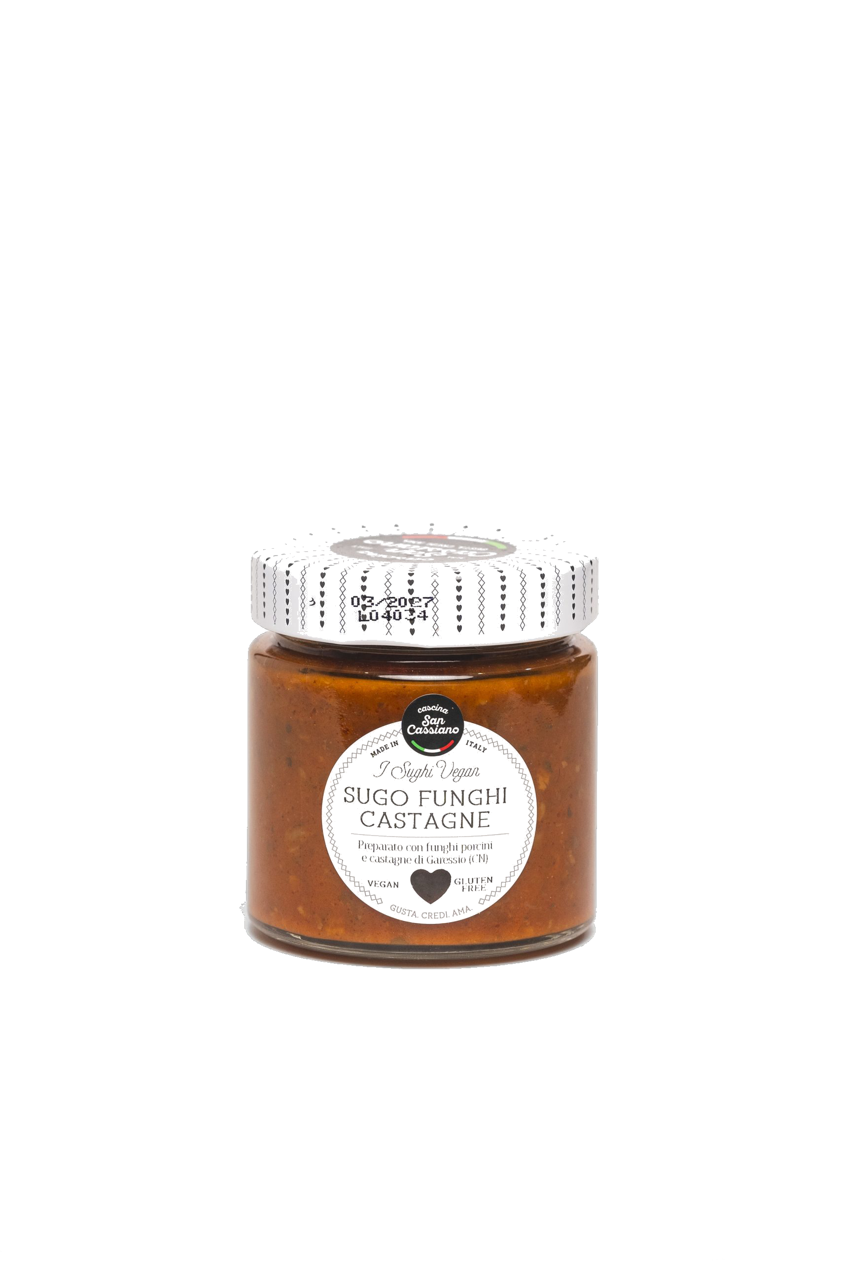 San Cassiano Sugo Di Funghi Porcini E Castagne Garessine Ivegan 190g - Disponible en Licorería Grand Gourmet Caracas
