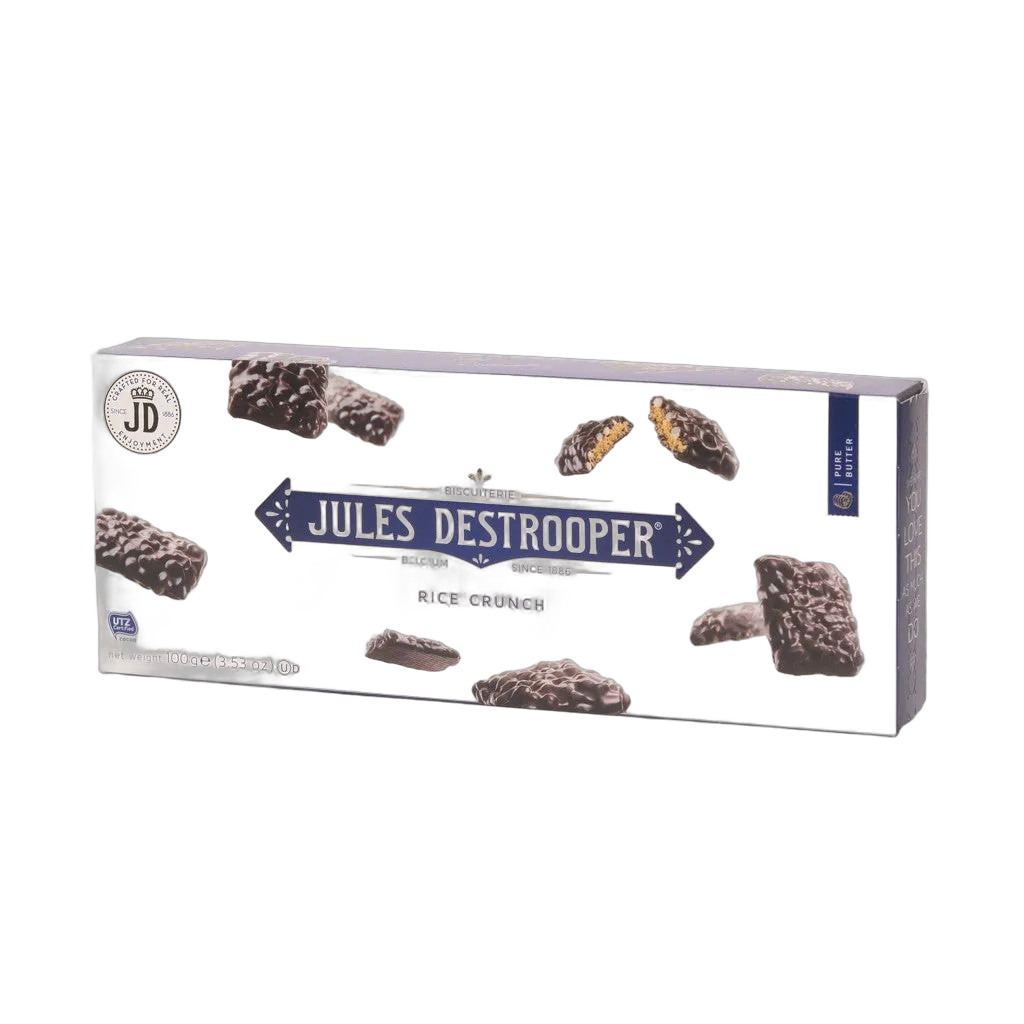 Jules Destrooper Biscuits Con Arroz Crujiente Recubiertos De Chocolate Con Leche Y De Chocolate Negro 100g - Comprar online en Grand Gourmet Caracas con delivery