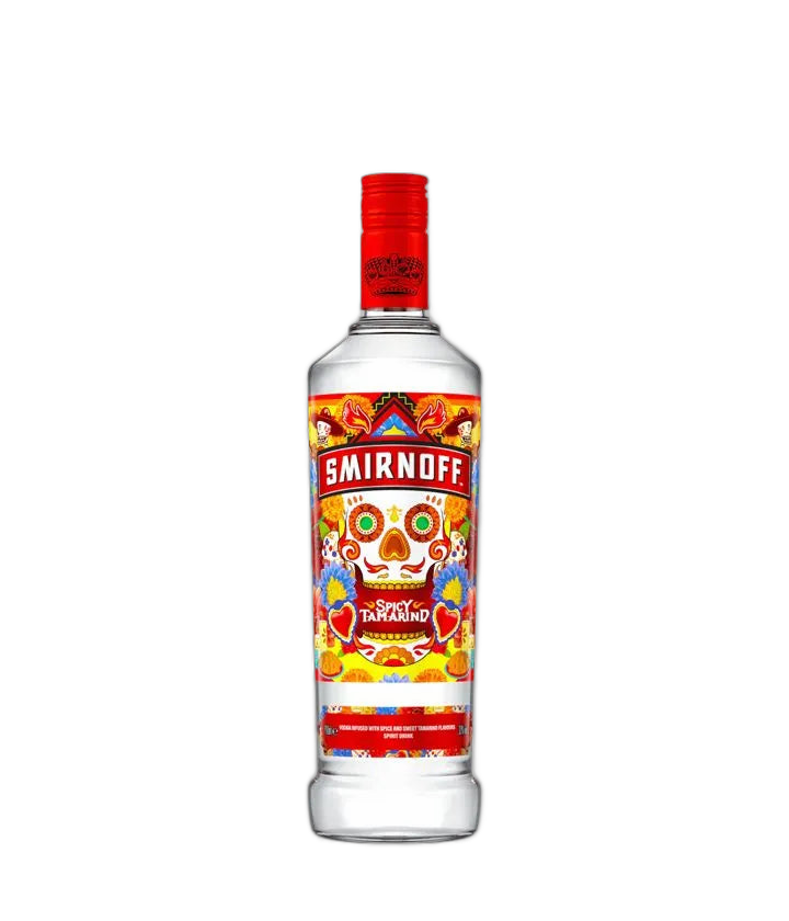 Smirnoff Vodka bottle with colorful label on a white background BEBIDA DELIVERY CARACAS LICORES