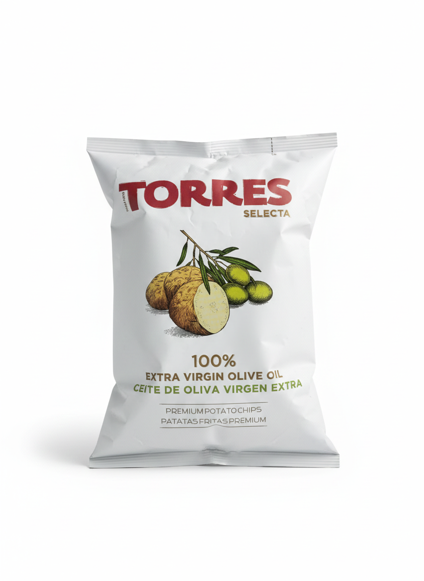 Torres Selecta olive oil packaging on a white background