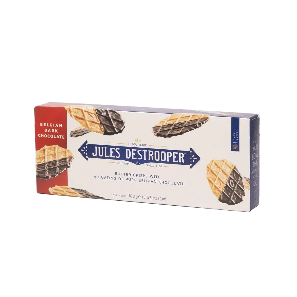 Jules Destrooper Biscuits De Mantequilla Con Chocolate Negro Belga 100g - Comprar online en Grand Gourmet Caracas con delivery