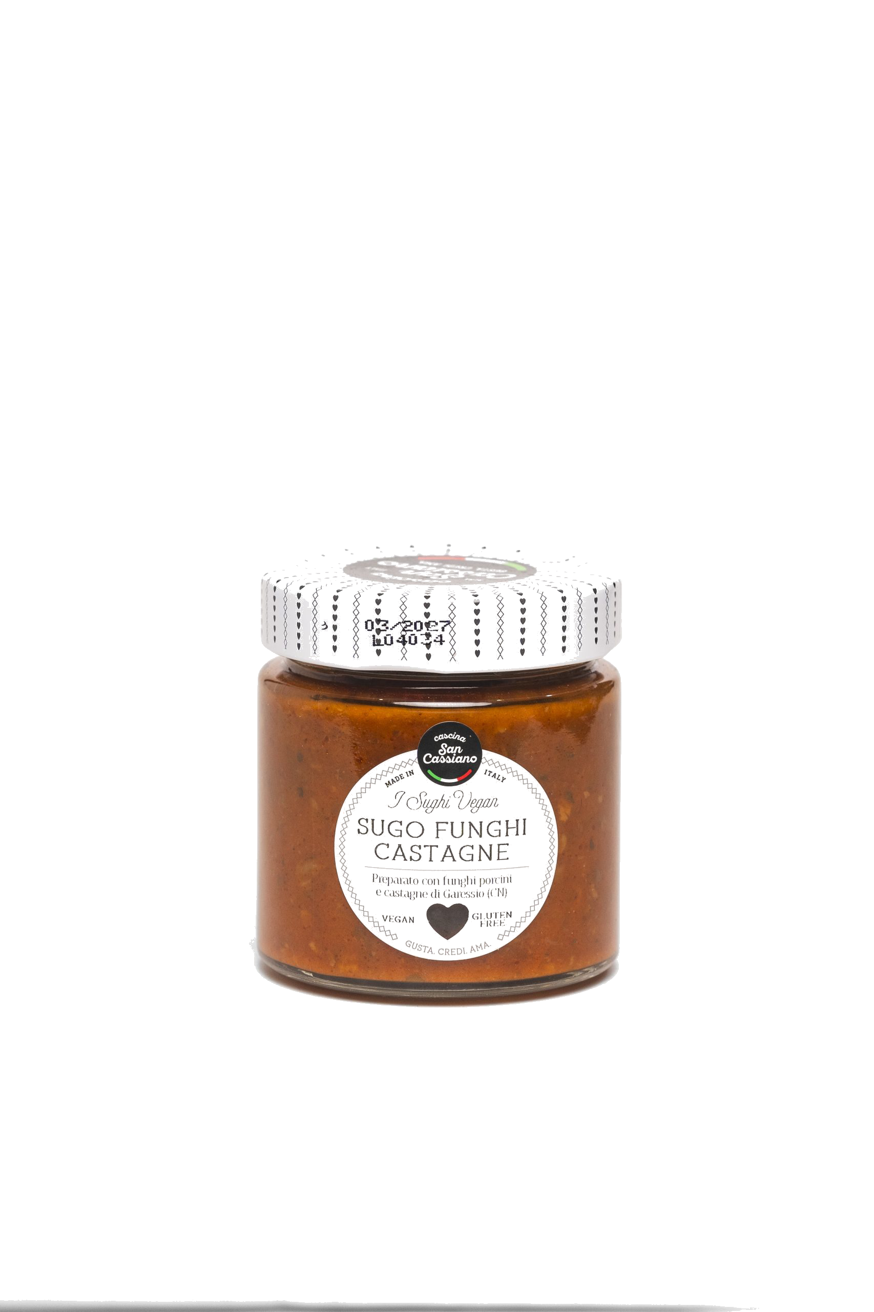 San Cassiano Sugo Di Funghi Porcini E Castagne Garessine Ivegan 190g - Disponible en Licorería Grand Gourmet Caracas