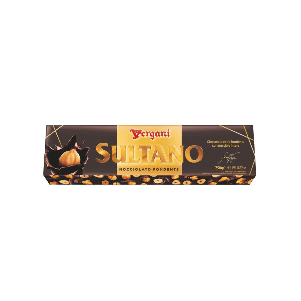 Vergani Sultano Gianduia Fondente Con Nocciole Intere 250g - Comprar online en Grand Gourmet Caracas con delivery