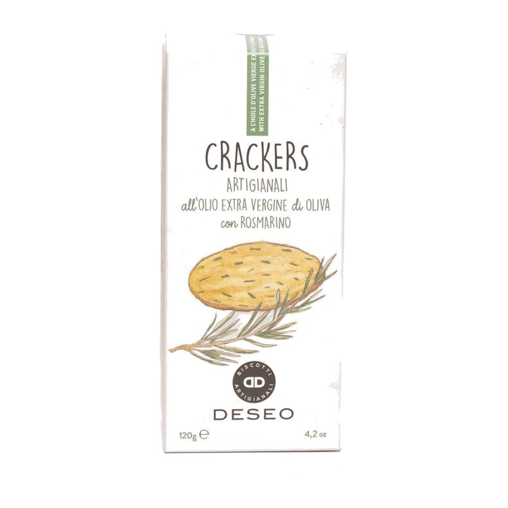 Deseo Crackers Artesanales Con Aceite DE Oliva Virgen Extra Y Romero 120g